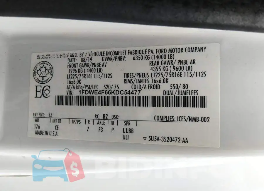 1FDWE4F66KDC54477 Photo# 10