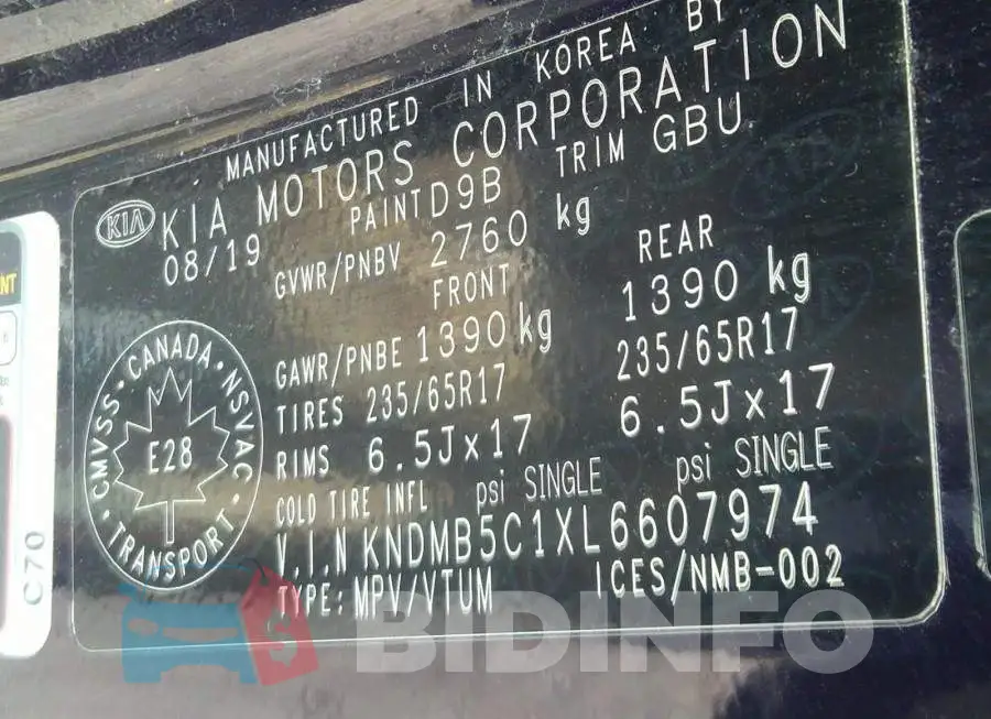 KNDMB5C1XL6607974 Photo# 9