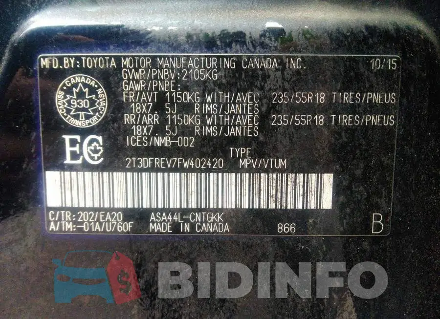 2T3DFREV7FW402420 Photo# 9