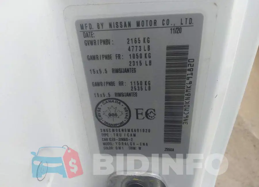 3N6CM0KN8MK691820 Photo# 9