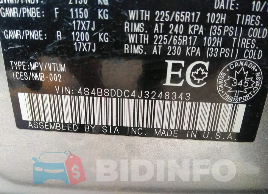 4S4BSDDC4J3248343 Photo# 9