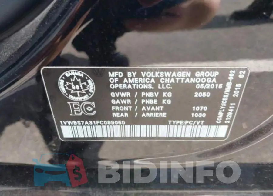 1VWBS7A31FC099050 Photo# 10