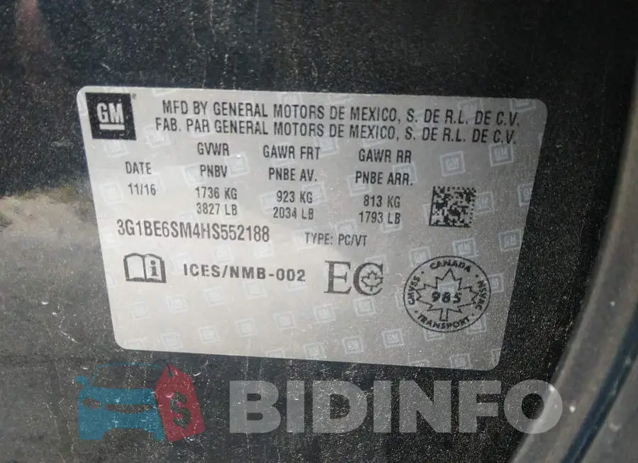 3G1BE6SM4HS552188 Photo# 9
