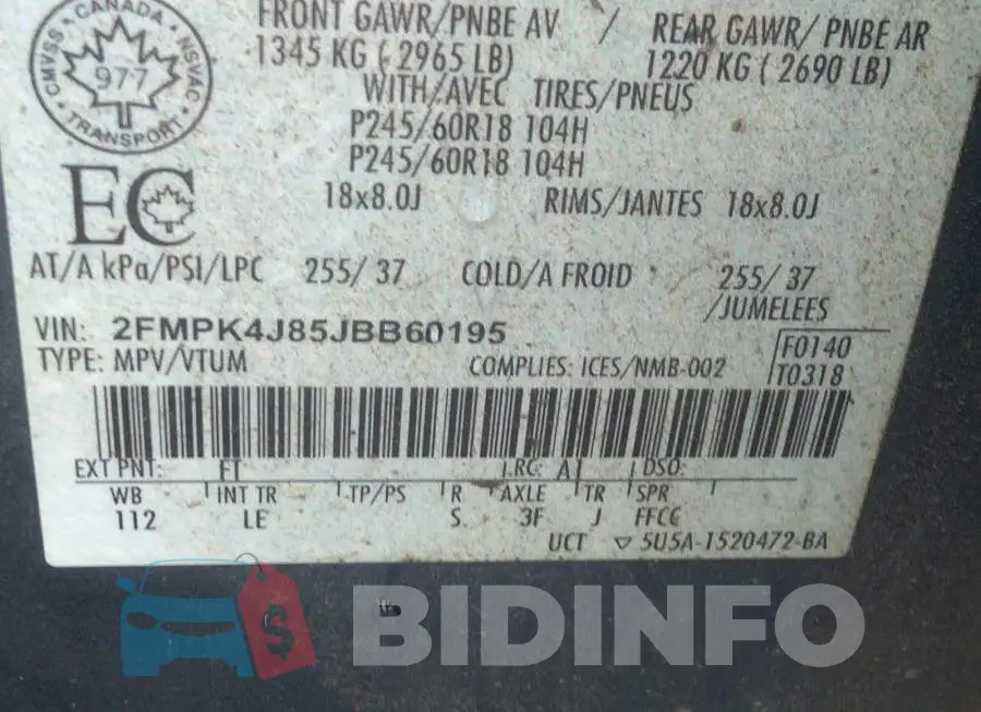 2FMPK4J85JBB60195 Photo# 9