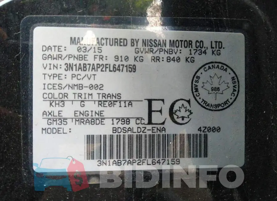 3N1AB7AP2FL647159 Photo# 9