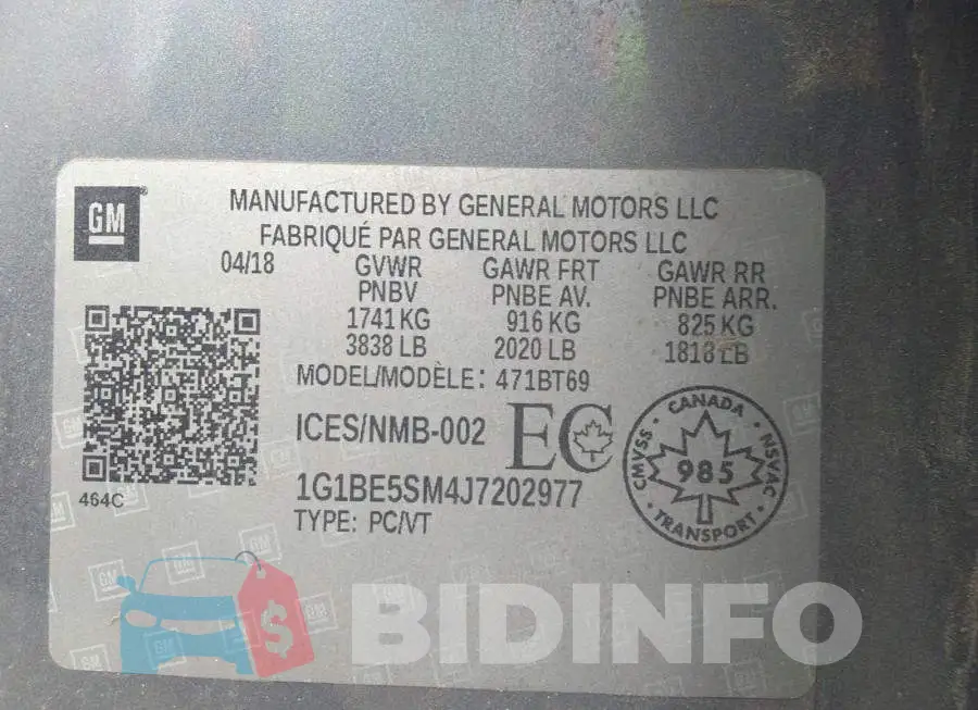 1G1BE5SM4J7202977 Photo# 9