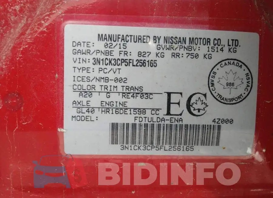 3N1CK3CP5FL256165 Photo# 9