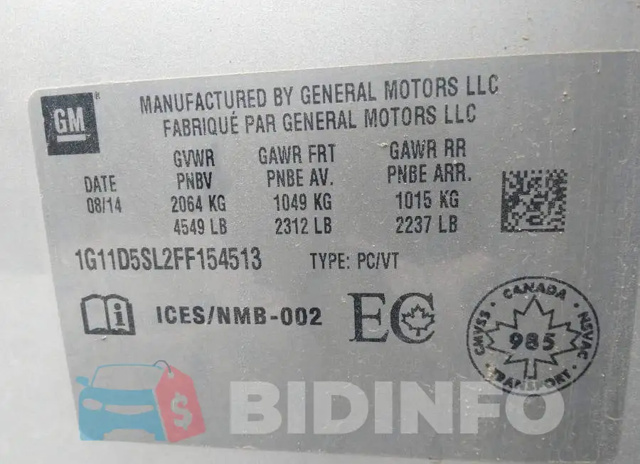 1G11D5SL2FF154513 Photo# 9