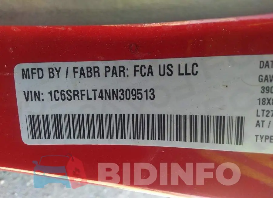 1C6SRFLT4NN309513 Photo# 9