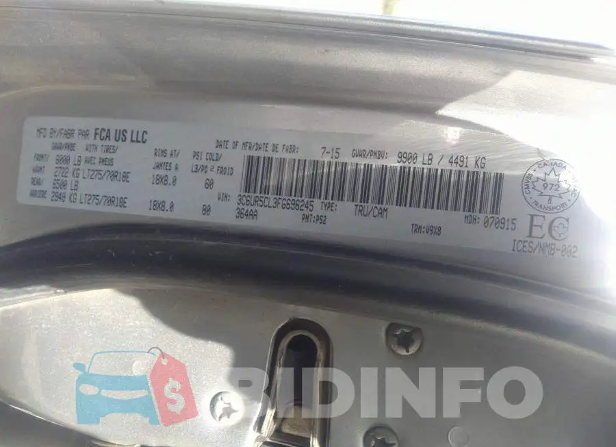 3C6UR5CL3FG696245 Photo# 9