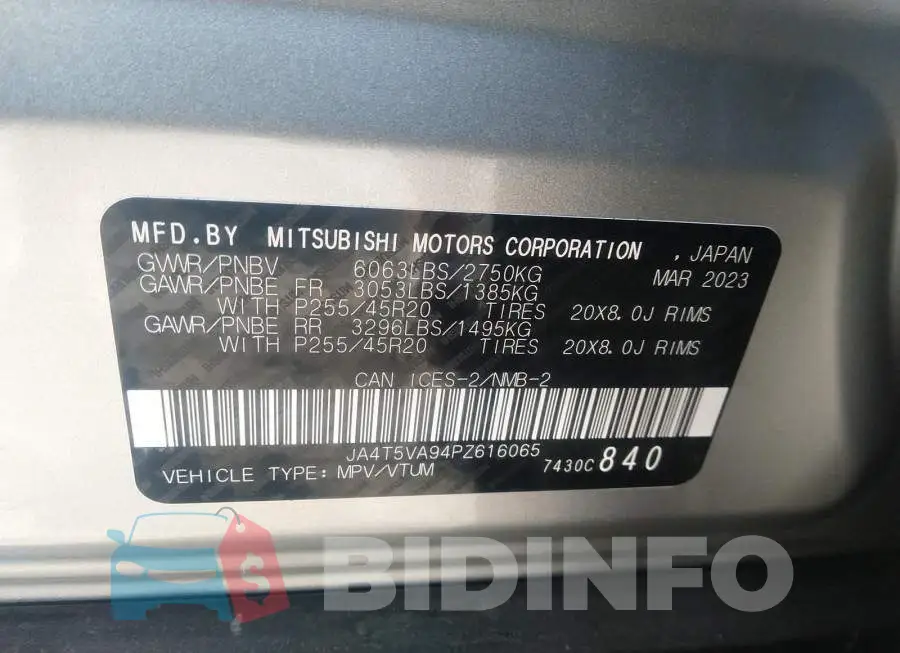 JA4T5VA94PZ616065 Photo# 9