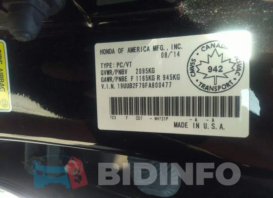 19UUB2F76FA800477 Photo# 9