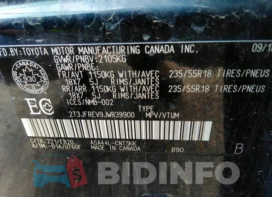 2T3JFREV9JW839900 Photo# 9