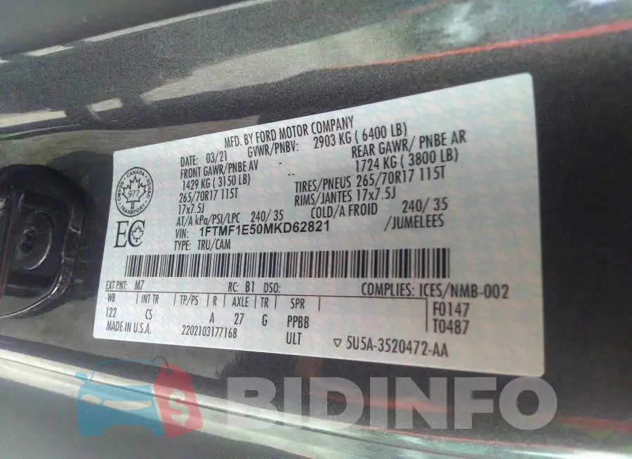 1FTMF1E50MKD62821 Photo# 9