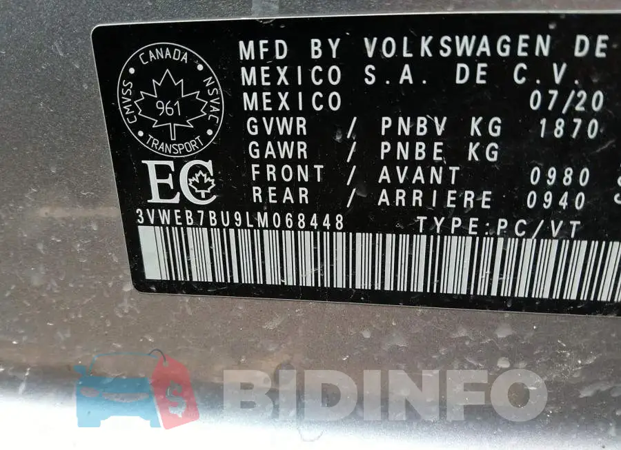 3VWEB7BU9LM068448 Photo# 9