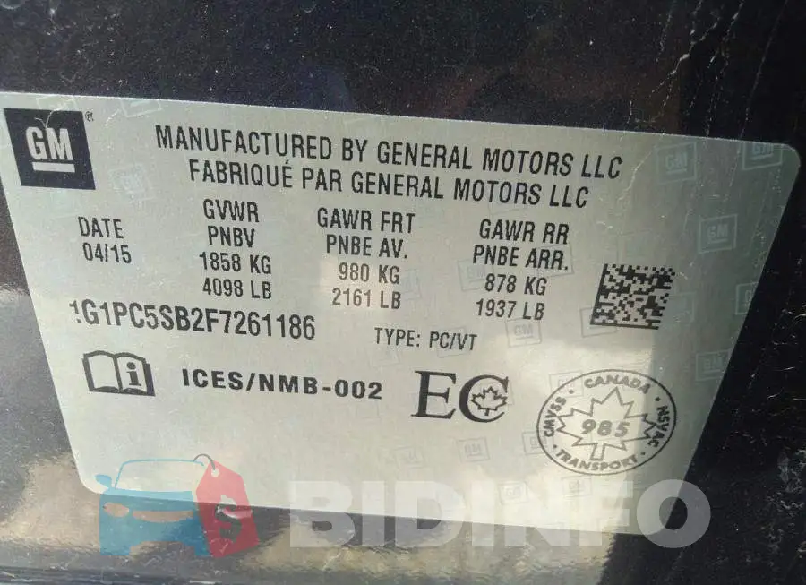 1G1PC5SB2F7261186 Photo# 9