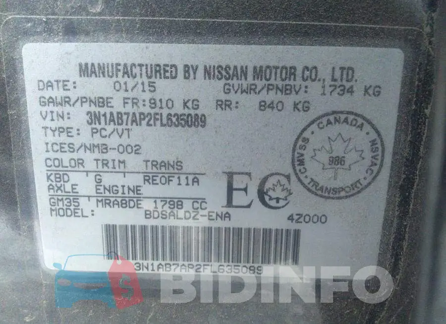3N1AB7AP2FL635089 Photo# 9