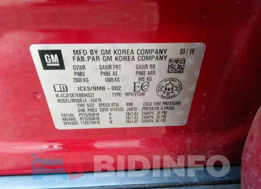 KL4CJESB7KB894537 Photo# 9