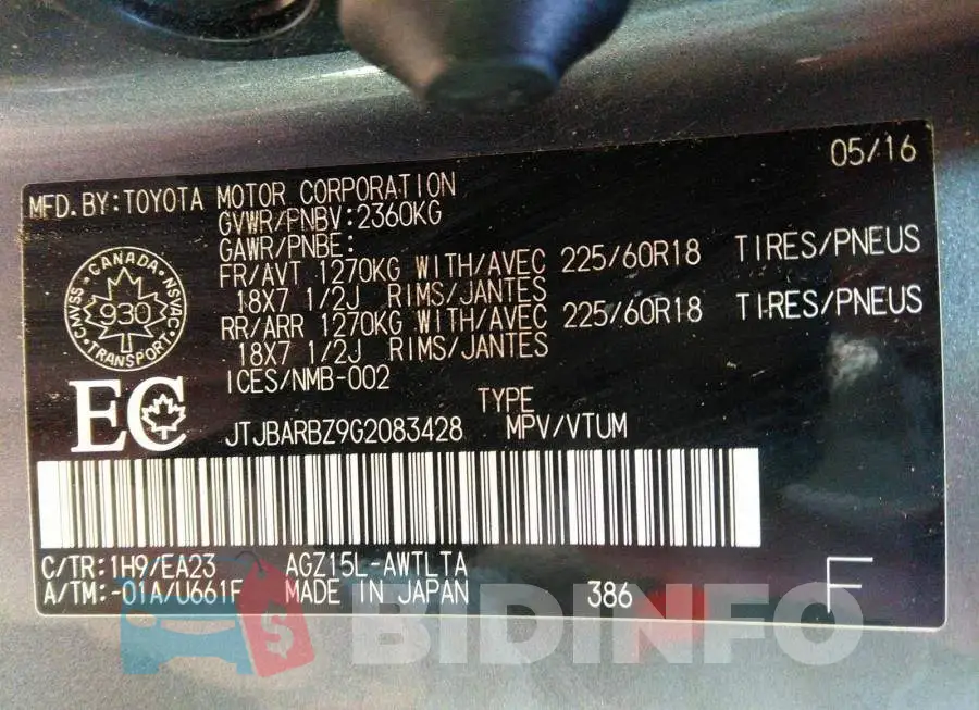 JTJBARBZ9G2083428 Photo# 9