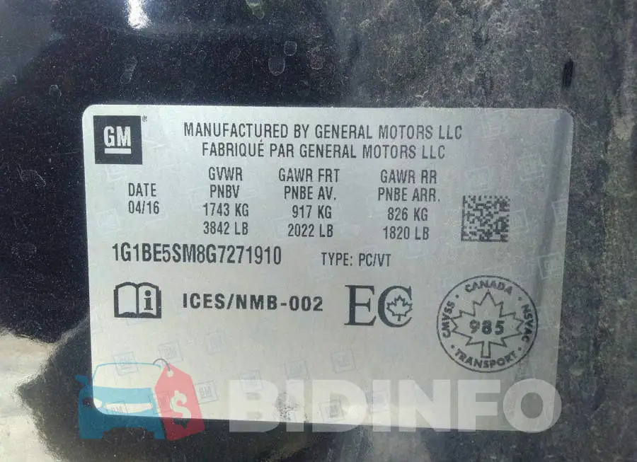 1G1BE5SM8G7271910 Photo# 9