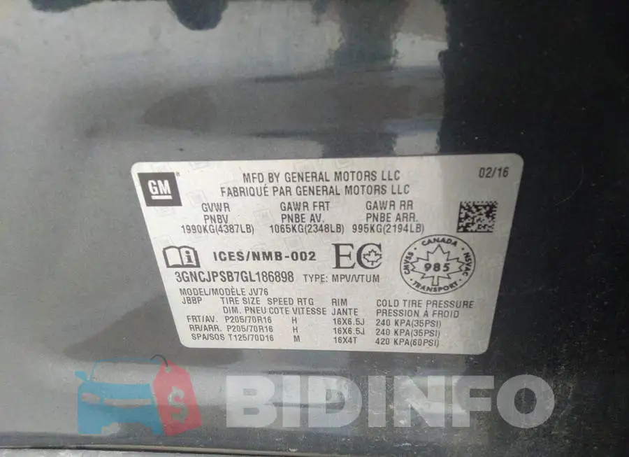 3GNCJPSB7GL186898 Photo# 9
