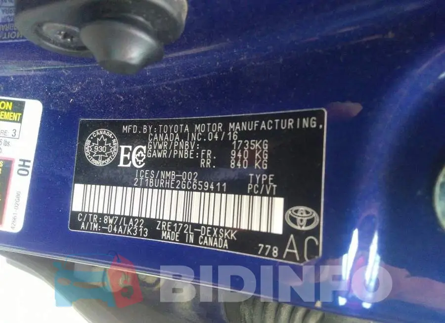 2T1BURHE2GC659411 Photo# 9