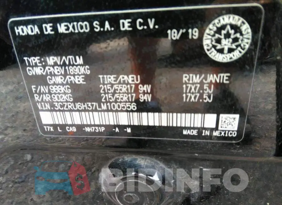 3CZRU6H37LM100556 Photo# 9
