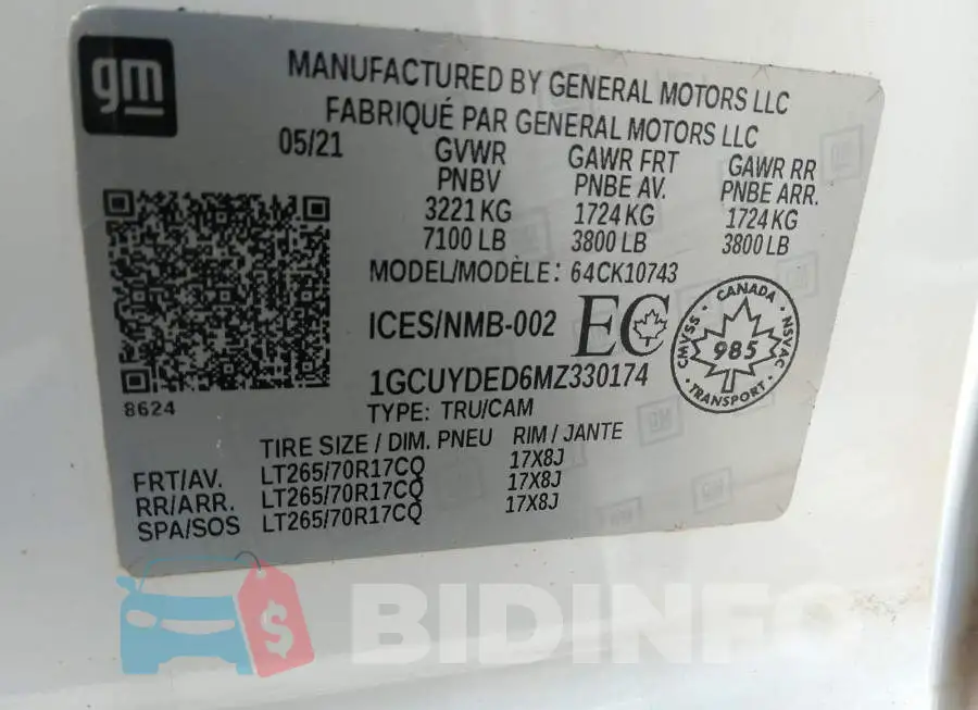1GCUYDED6MZ330174 Photo# 9 1GCUYDED6MZ330174 Photo# 9