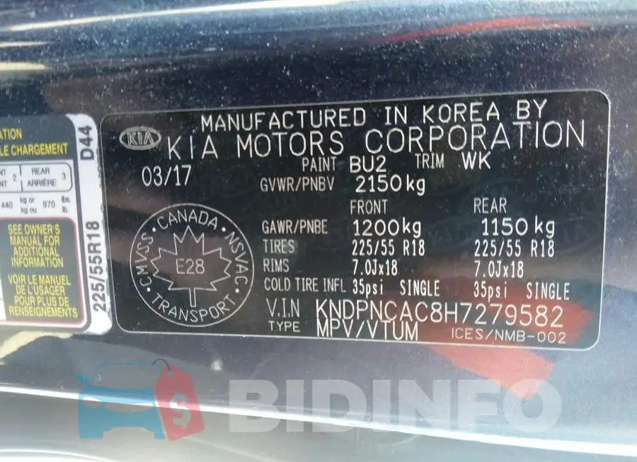 KNDPNCAC8H7279582 Photo# 9