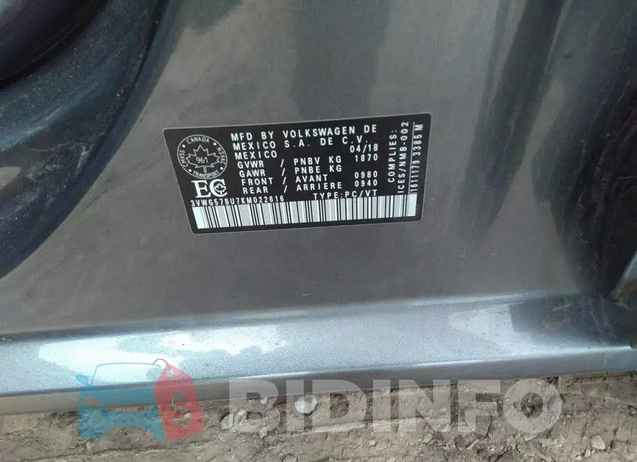 3VWG57BU7KM022616 Photo# 9