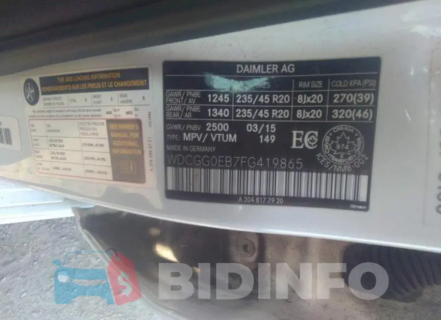 WDCGG0EB7FG419865 Photo# 9