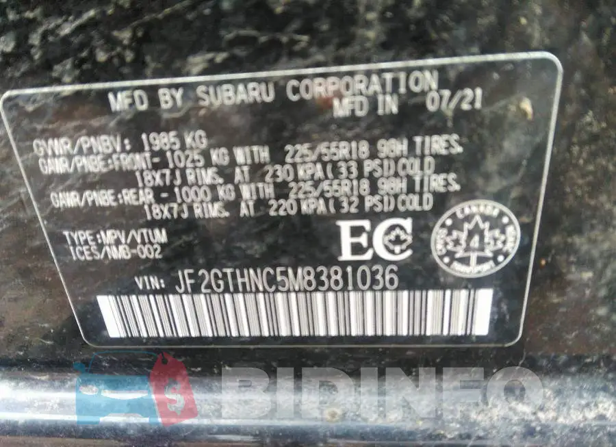 JF2GTHNC5M8381036 Photo# 9