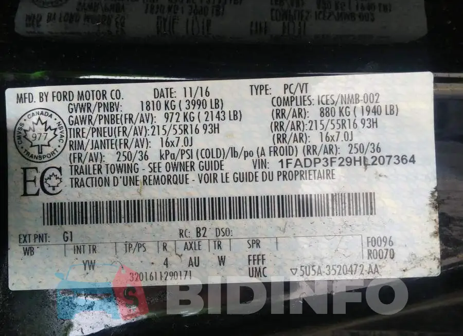 1FADP3F29HL207364 Photo# 9