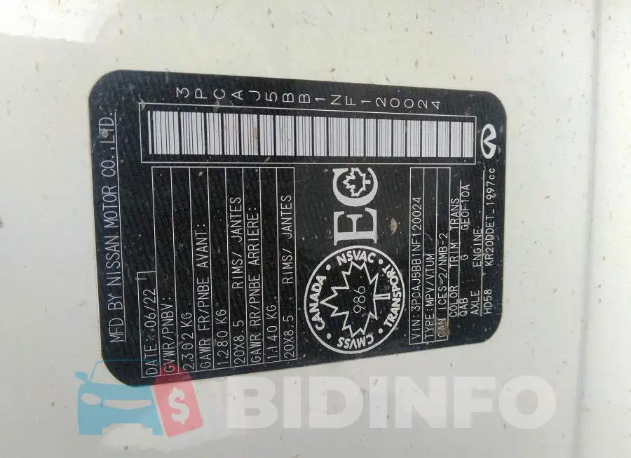 3PCAJ5BB1NF120024 Photo# 9