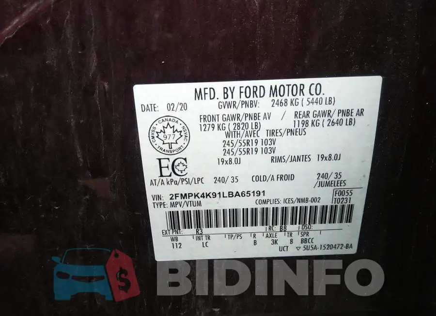 2FMPK4K91LBA65191 Photo# 9