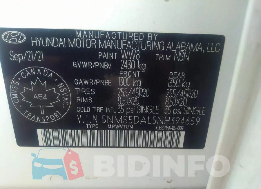 5NMS5DAL5NH394659 Photo# 9