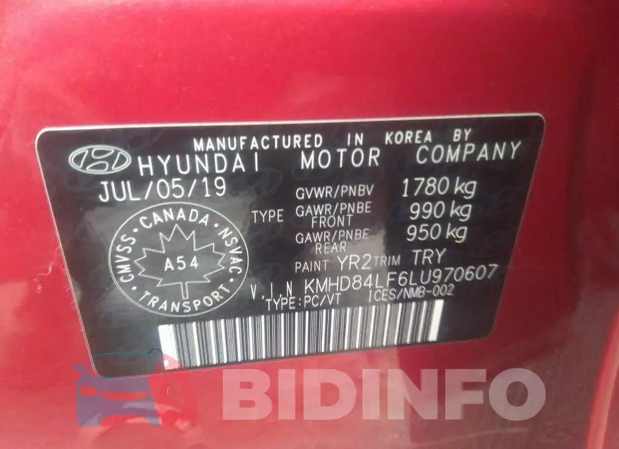 KMHD84LF6LU970607 Photo# 9