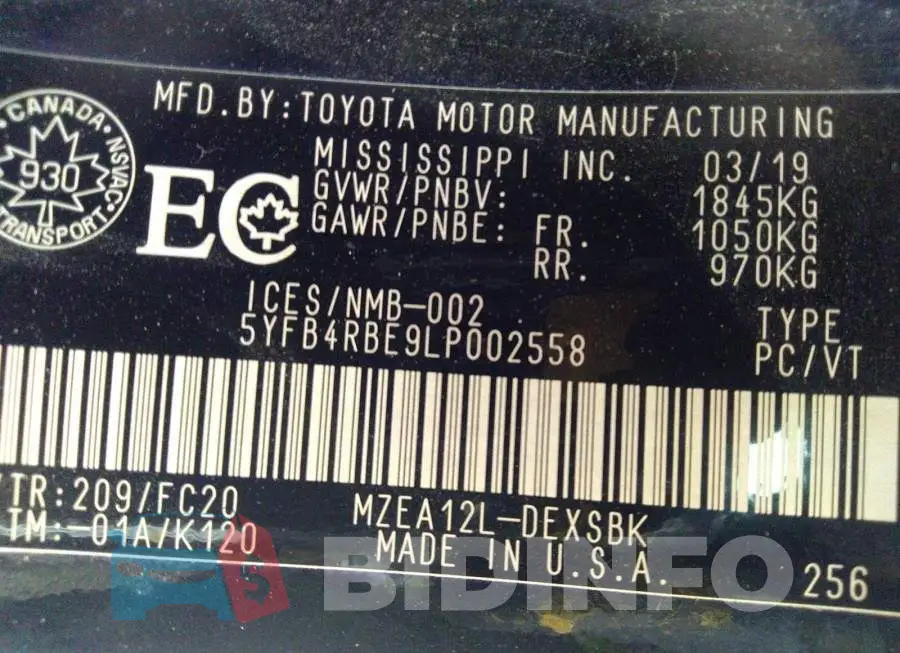5YFB4RBE9LP002558 Photo# 9