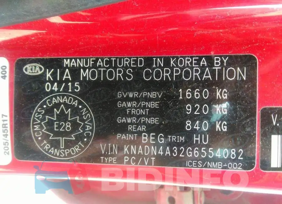KNADN4A32G6554082 Photo# 9