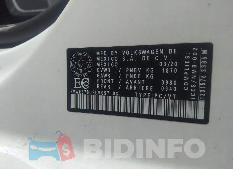 3VWEB7BU8LM057103 Photo# 9