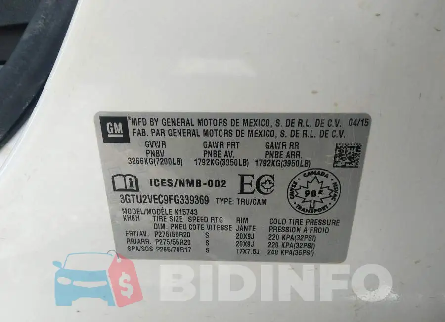 3GTU2VEC9FG339369 Photo# 9