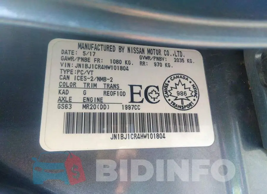 JN1BJ1CR4HW101804 Photo# 9