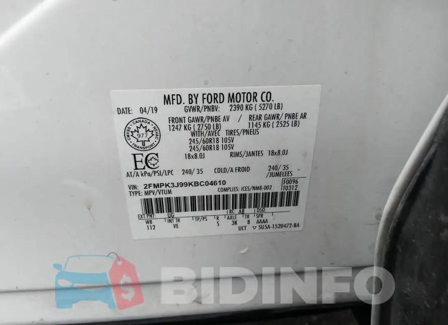 2FMPK3J99KBC04610 Photo# 9