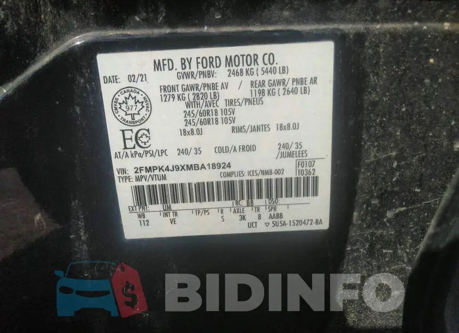 2FMPK4J9XMBA18924 Photo# 9
