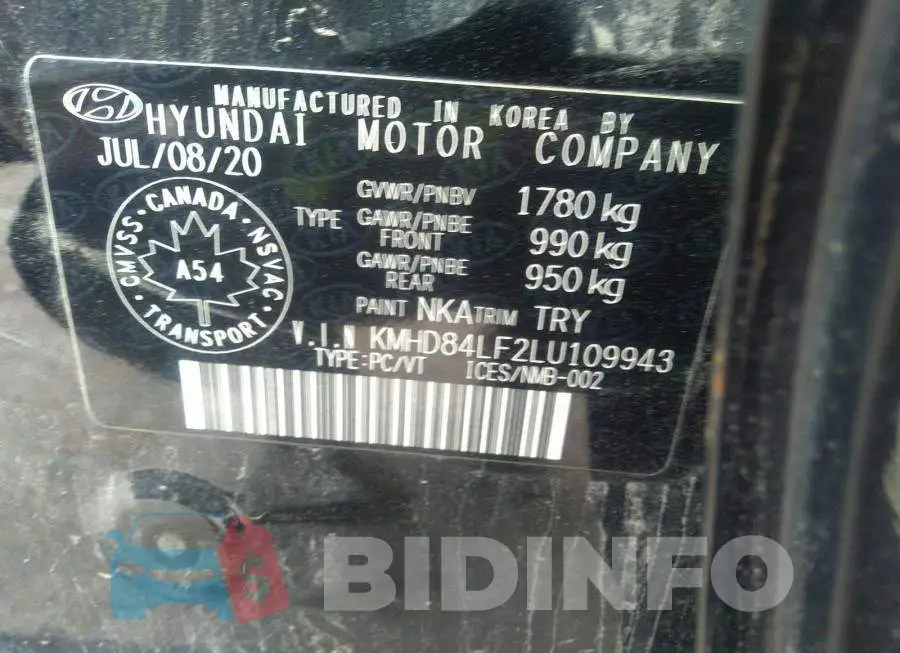 KMHD84LF2LU109943 Photo# 9