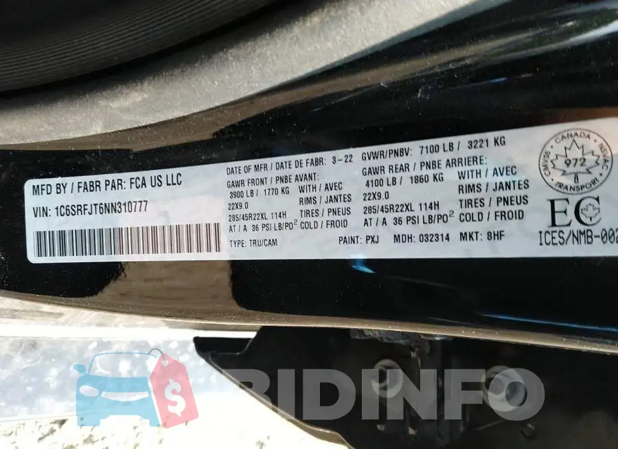 1C6SRFJT6NN310777 Photo# 9
