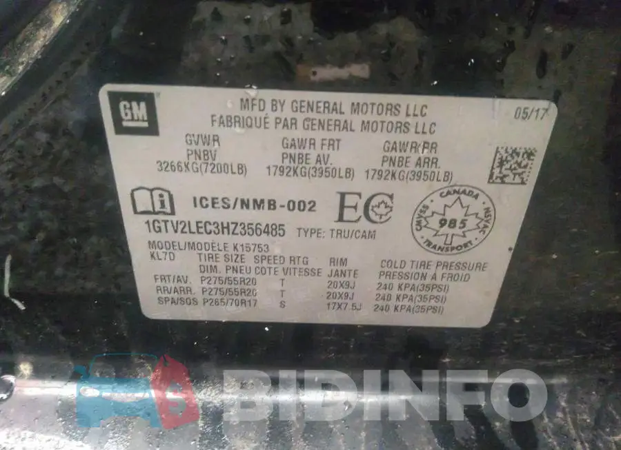 1GTV2LEC3HZ356485 Photo# 9