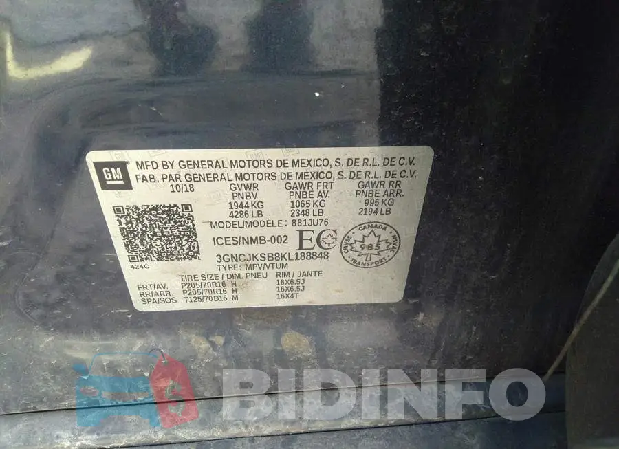 3GNCJKSB8KL188848 Photo# 9