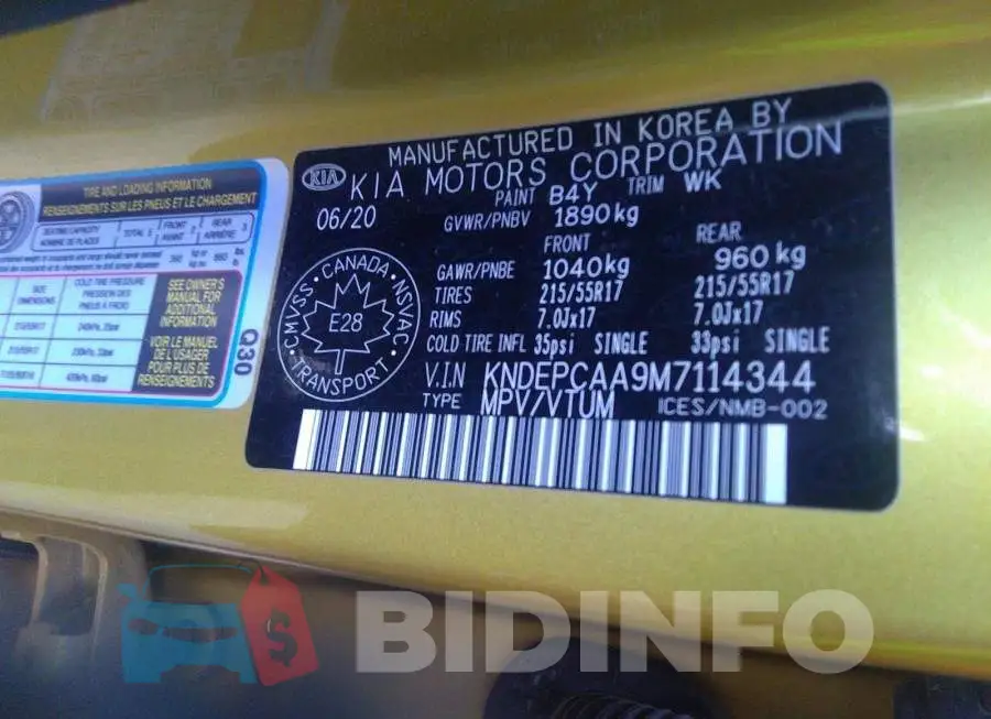 KNDEPCAA9M7114344 Photo# 9