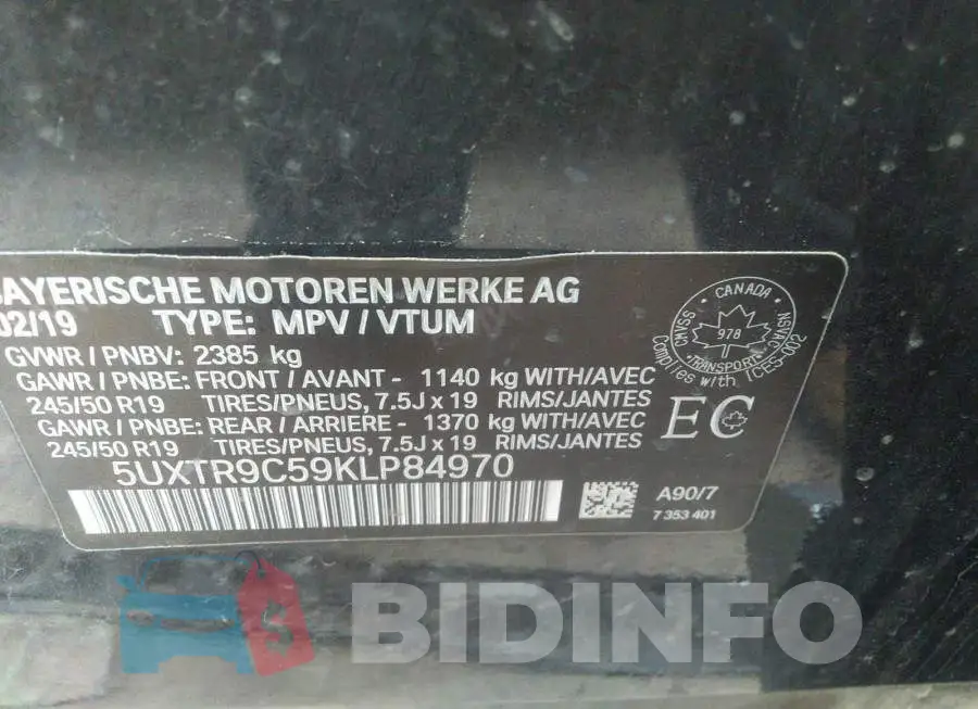 5UXTR9C59KLP84970 Photo# 9